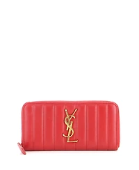 Pre-Owned Saint Laurent Long Vicky Zip Wallet Vertical Quilted Leather