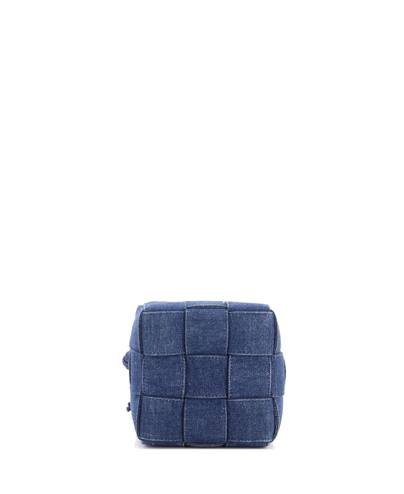 Pre-Owned Bottega Veneta Small Cassette Bucket Bag Maxi Intrecciato Denim