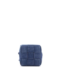 Pre-Owned Bottega Veneta Small Cassette Bucket Bag Maxi Intrecciato Denim