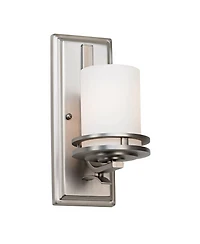 Kichler Hendrik 12" High Nickel and White Etched Glass Wall Sconce