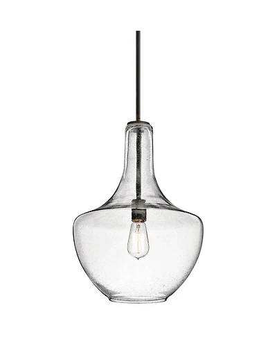 Kichler Everly 13 3/4"W Olde Bronze Clear Seedy Glass Pendant Light