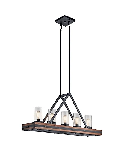 Kichler Colerne 46 1/2" Wide Black Auburn Wood 5-Light Island Pendant