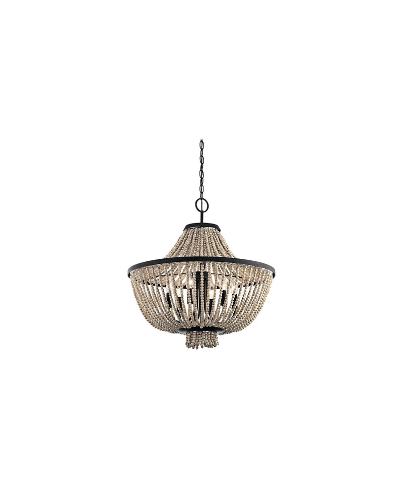 Kichler Brisbane 24" Wide Distressed Black Beaded 6-Light Chandelier