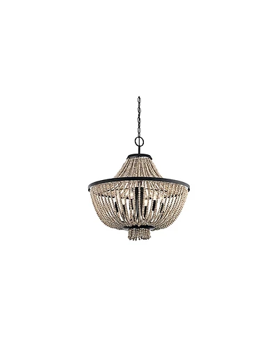 Kichler Brisbane 24" Wide Distressed Black Beaded 6-Light Chandelier