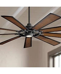 85" Kichler Gentry Distressed Black Led Ceiling Fan