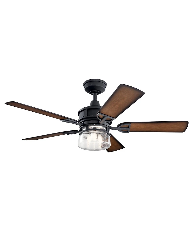52" Kichler Lyndon Black Led Outdoor Ceiling Fan with Wall Control
