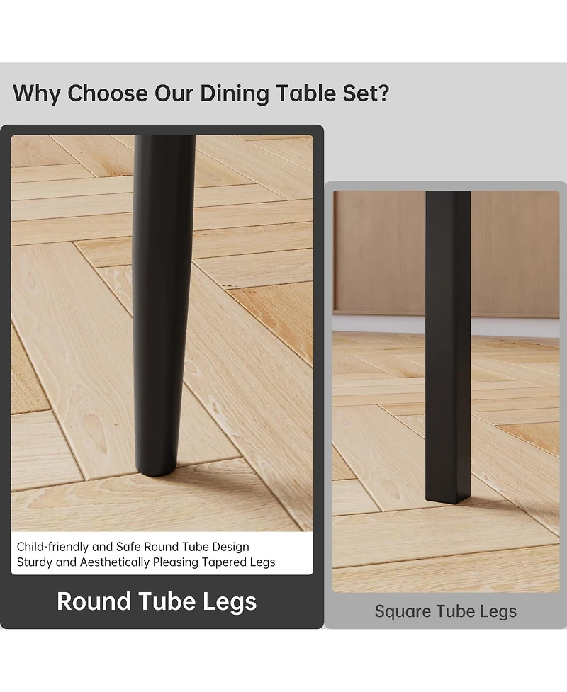 Dining Table Set for 2, 3-Piece Kitchen Set with Metal Frame and Mdf Board, Two-Tone Splicing Desktop, for Apartment, Kitchen, Dining Room