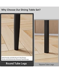 Dining Table Set for 2, 3-Piece Kitchen Set with Metal Frame and Mdf Board, Two-Tone Splicing Desktop, for Apartment, Kitchen, Dining Room