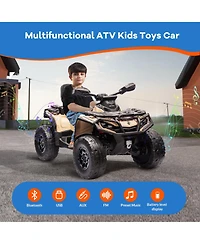 12V 2-Seater Kids Electric Atv Ride-On with Remote Control Led Lights Music Spring Suspension for Ages 3-8