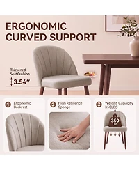 Dining Chairs Set of 4, Modern Upholstered Fabric Kitchen Chairs, Curved High Back, Thick Padded Seat and Wooden Frame, Side Chairs for Restaurant