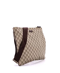 Pre-Owned Gucci Large Zip Top Messenger Bag Gg Coated Canvas