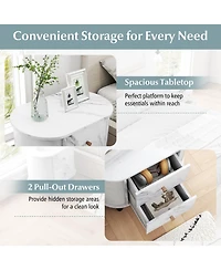 Gymax 2-Pieces Nightstand with 2 Drawers Faux Marble Bedside Table for Small Space