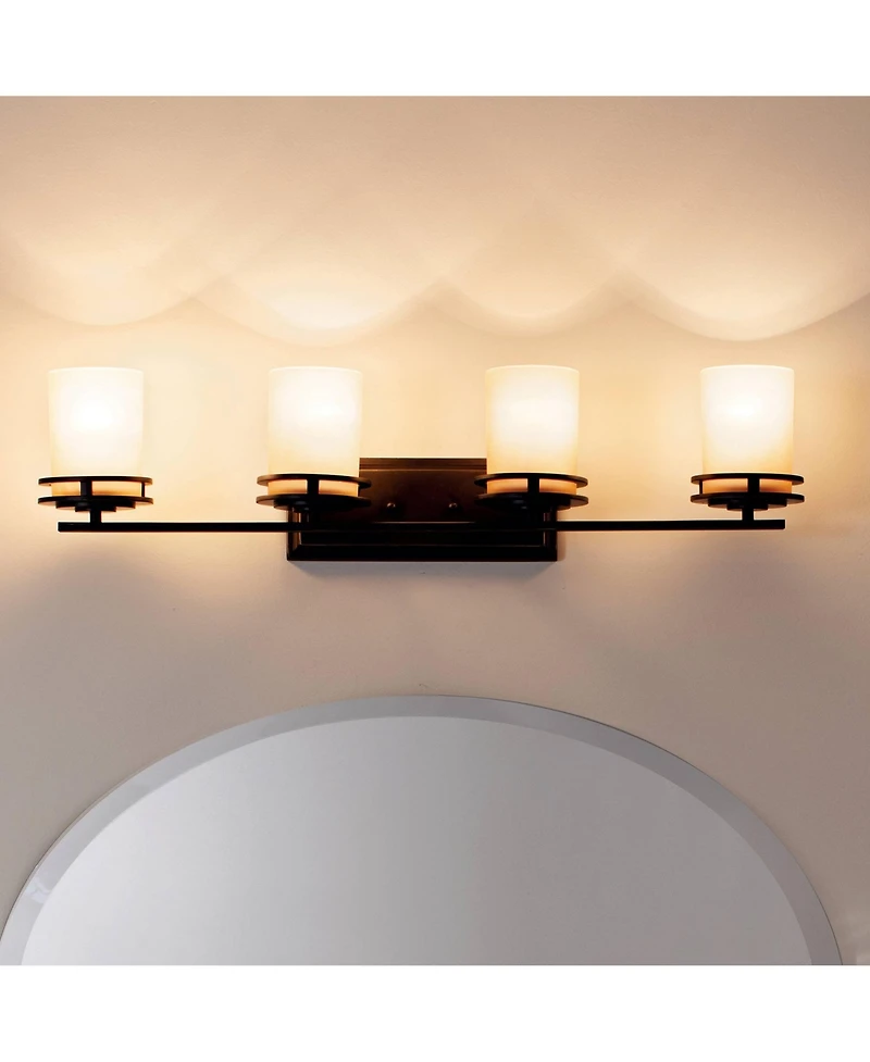 Kichler Hendrik 34" Wide Umber Glass and Bronze Bathroom Light Fixture