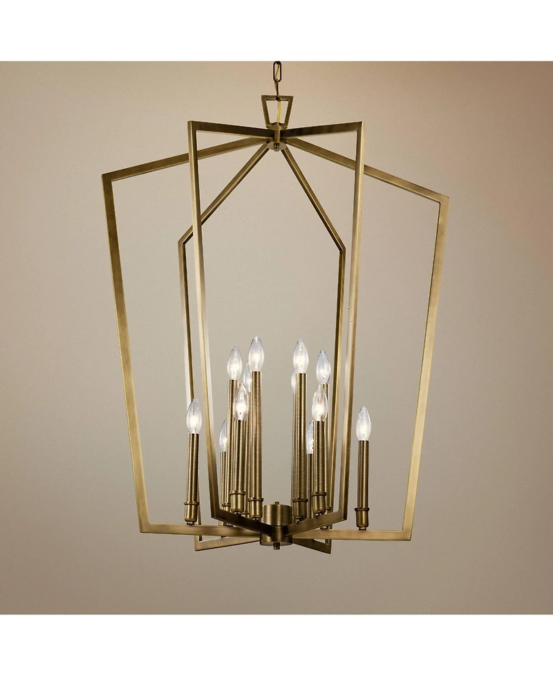 Kichler Abbotswell 30" Modern Natural Brass 12-Light Foyer Chandelier