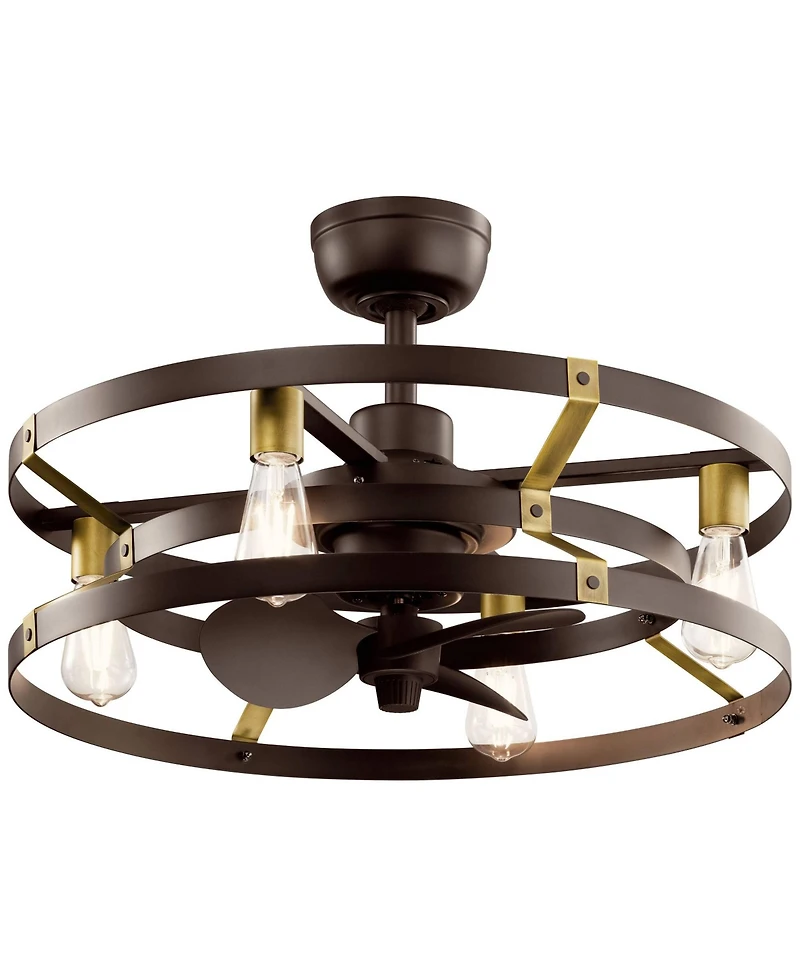 25" Kichler Cavelli Bronze Led Fandelier Ceiling Fan with Wall Control