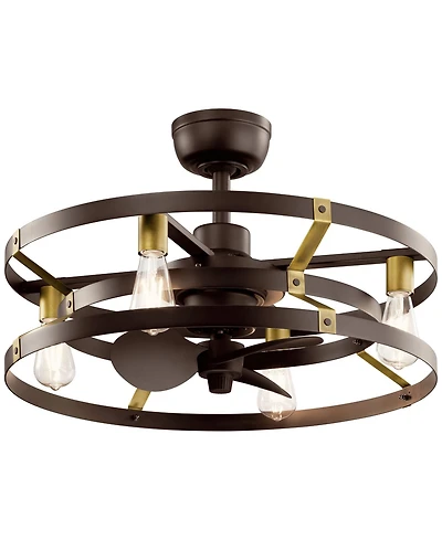 25" Kichler Cavelli Bronze Led Fandelier Ceiling Fan with Wall Control