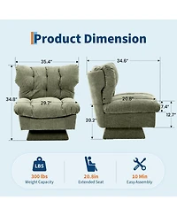 2 Set of Swivel Accent Chair, Modern Chenille Sofa Chair 360 degrees) Rotation, Oversize Base 30" Wide Seat, Supports 300 Lbs, Cozy Living Room