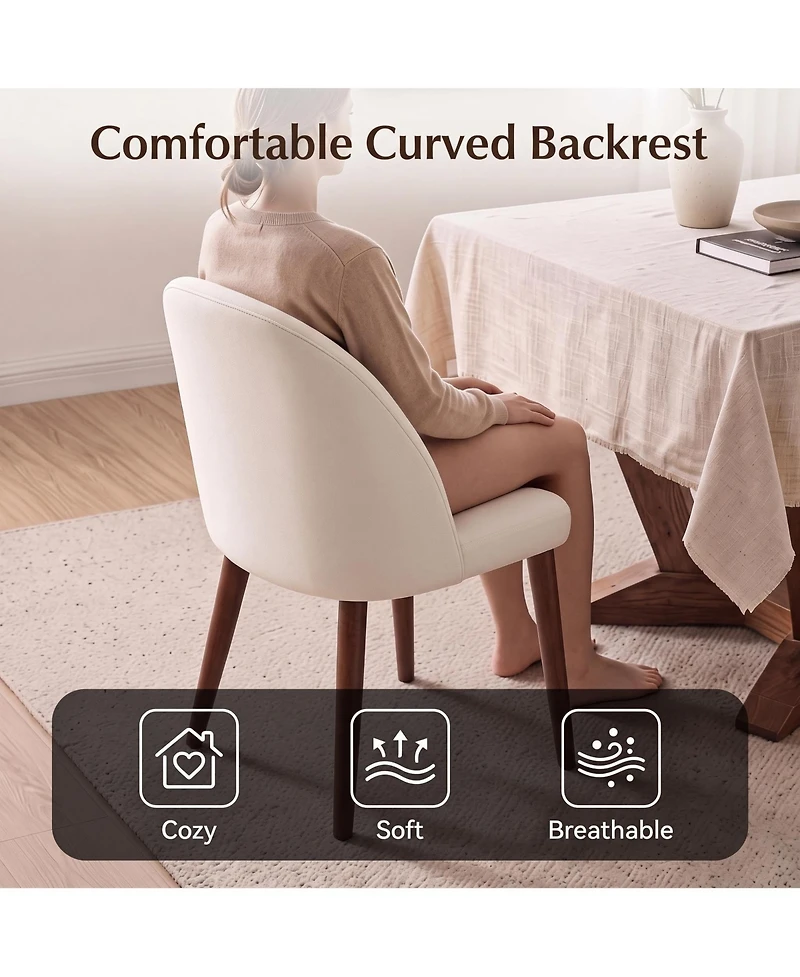 Dining Chairs Set of 6, Modern Upholstered Fabric Kitchen Chairs, Curved High Back, Thick Padded Seat and Wooden Frame, Side Chairs for Restaurant