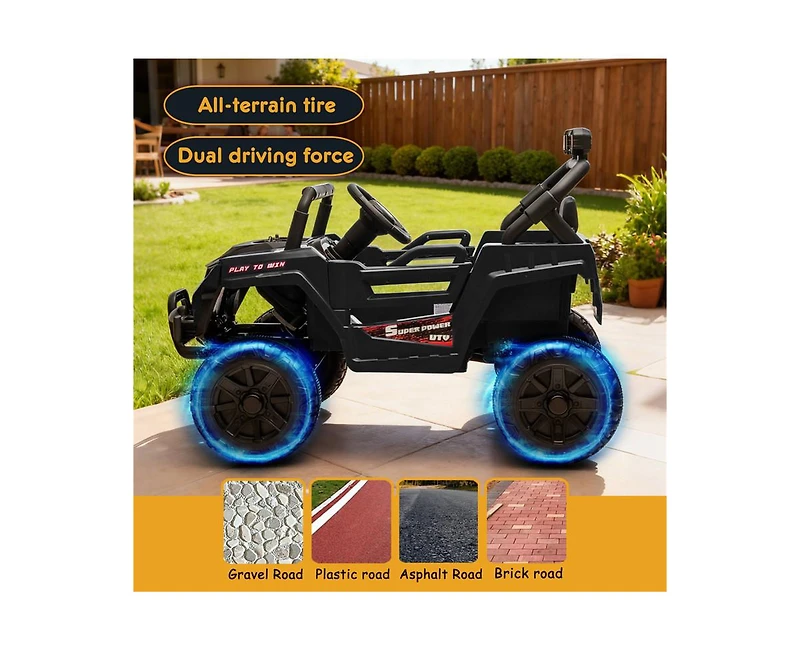Yobtop 12V 2WD Ride-On Utv with 2.4G Parental Remote Control, 4-Wheel Suspension & Anti-Collision Bar, Ages 3-5