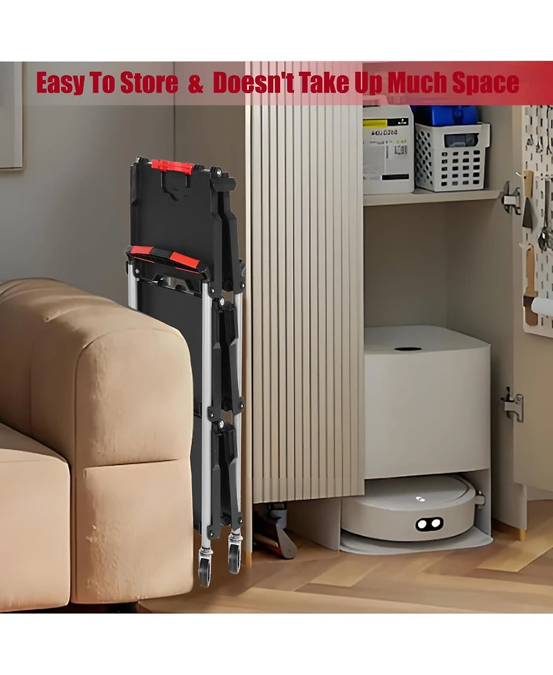 Streamdale Furniture Foldable 3-Shelf Heavy-Duty Utility Cart with Wheels