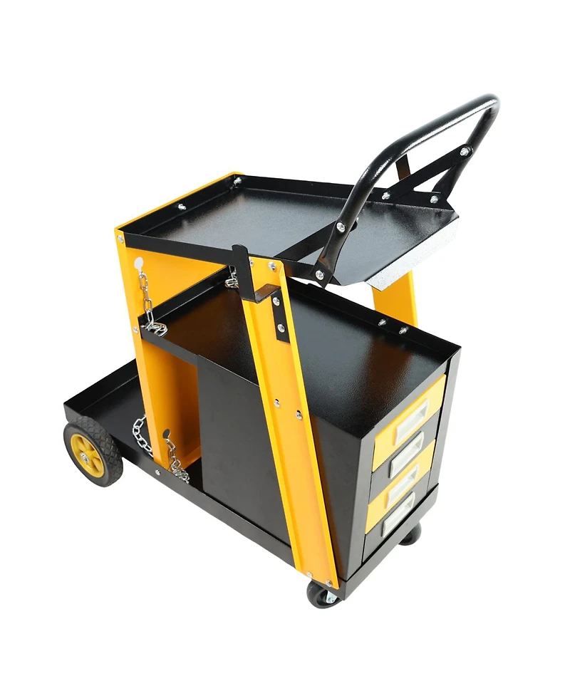 Streamdale Furniture Multi-Function Welder Trolley with 4-Drawer Chest and 2 Safety Chains