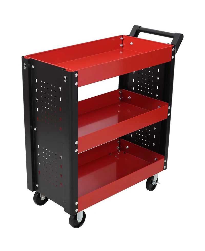 Streamdale Furniture 3 Tier Rolling Tool Cart with Pegboard