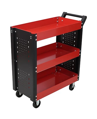 Streamdale Furniture 3 Tier Rolling Tool Cart with Pegboard