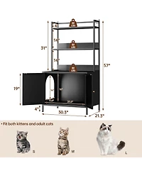 Boyel Living Cat Litter Box Enclosure 57 Inch Metal Cabinet with Shelves Modern Design