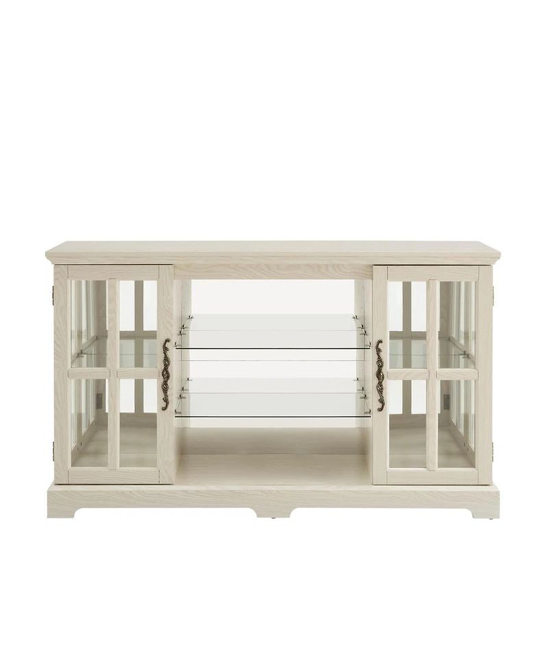 Streamdale Furniture 2-Door Glass Cabinet with Rgb Lights and Adjustable Shelves