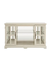 Streamdale Furniture 2-Door Glass Cabinet with Rgb Lights and Adjustable Shelves