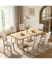 Streamdale Furniture 7-Piece 68" Rectangular Dining Table Set with 6 Upholstered Chairs