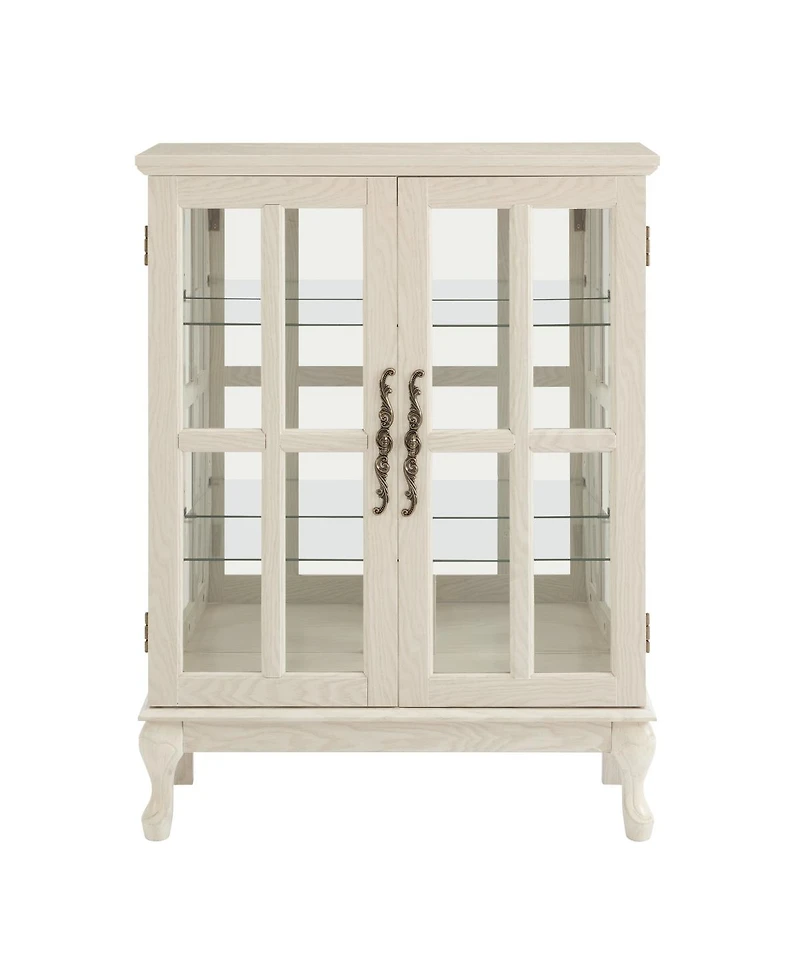 Streamdale Furniture Glass Storage Cabinet with Rgb Lights and 2 Shelves