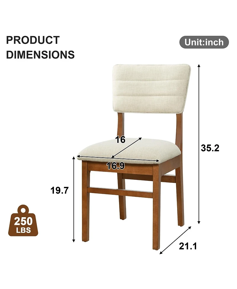 Streamdale Furniture Upholstered Mid-Century Modern Dining Chairs, Set of 4