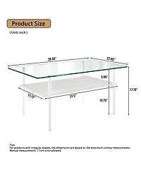 Streamdale Furniture Modern Glass Coffee Table and End Tables Set of 3 with Wooden Shelf