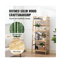 Slickblue 4-Tier Wicker Ladder Shelf, Freestanding Open Bookcase with Display Shelves for Home Office