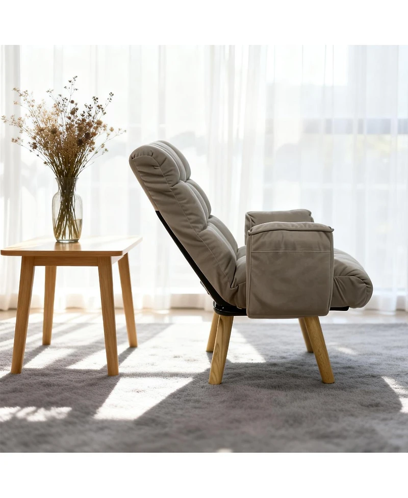 Streamdale Furniture Lambswool Adjustable Lazy Sofa Lounge Chair with Solid Wood Legs
