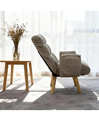 Streamdale Furniture Lambswool Adjustable Lazy Sofa Lounge Chair with Solid Wood Legs