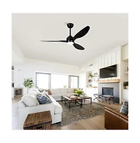 52-in Minimalism Black Ceiling Fan with Led Lights and Remote Control Included 3-Blade