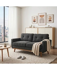 Streamdale Furniture 65" Modern Minimalist 2-Seater Sofa with Nubby Upholstery and Wood Legs