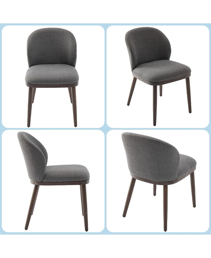 homfan Modern Upholstered Dining Chairs Set of 4, Ergonomic Back Support, Padded Shell Seat, Wooden Legs, Ideal for Home or Business Room