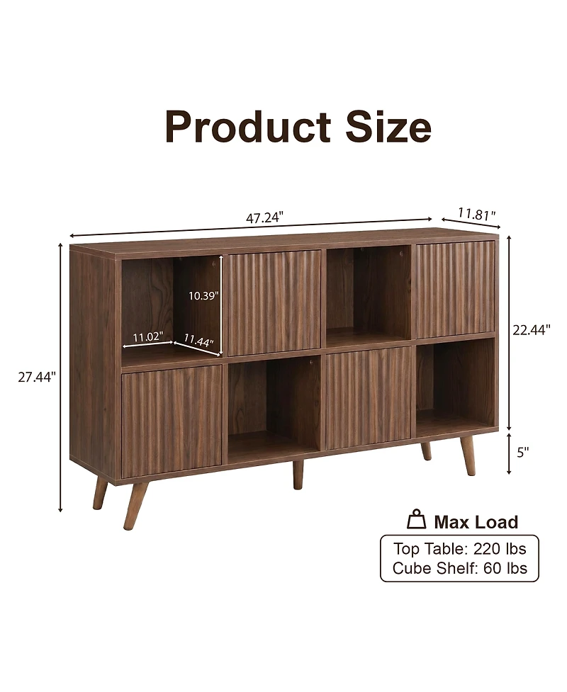 Streamdale Furniture 8-Cube Storage Organizer Bookcase with 4 Doors
