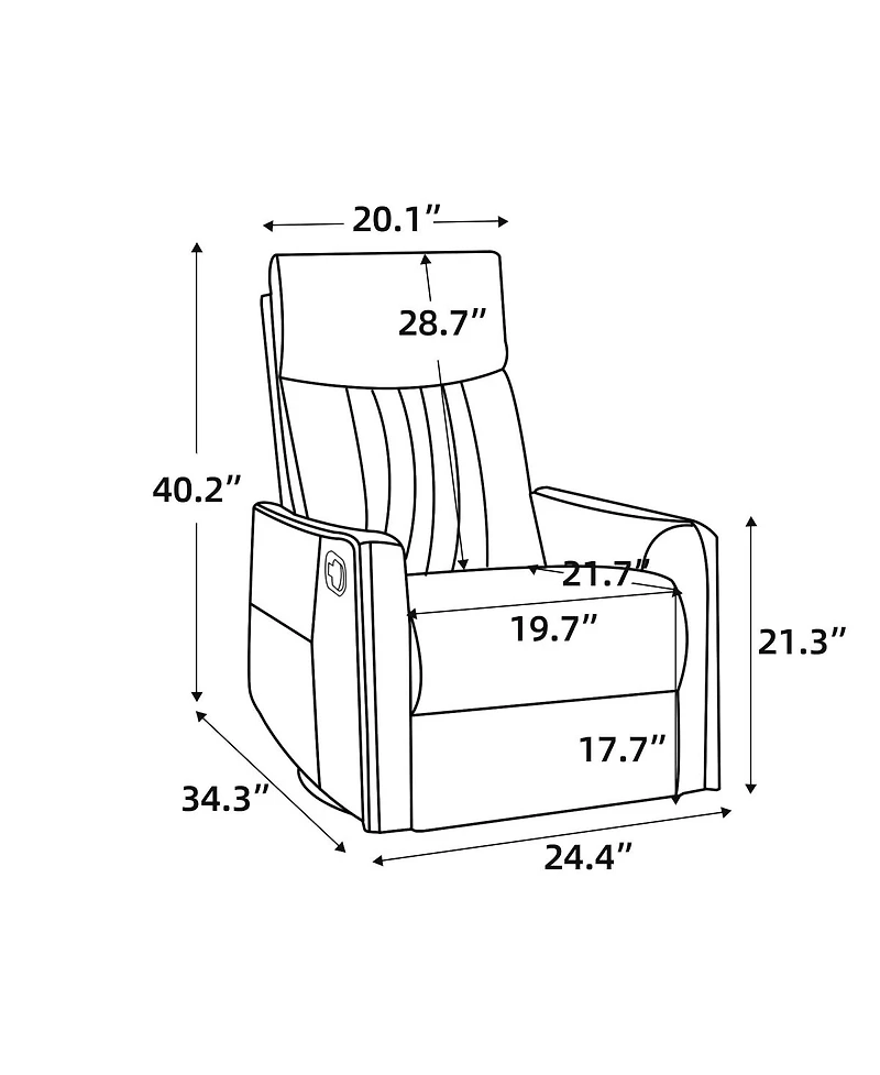 Streamdale Furniture Heat Faux Leather Manual Rocker Swivel Recliner Chair
