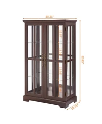 Streamdale Furniture Glass Tall Cabinet with Rgb Lights and 3 Adjustable Shelves