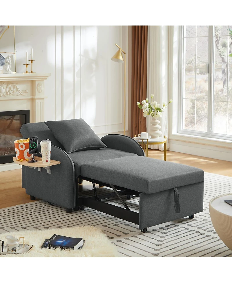 Streamdale Furniture 3-in-1 Convertible Sleeper Sofa Chair with Usb and Table,
