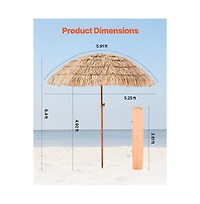 Slickblue Thatched Patio Umbrella with Tilt Function, Tiki Style Pool Umbrella for Beach, Garden & Backyard