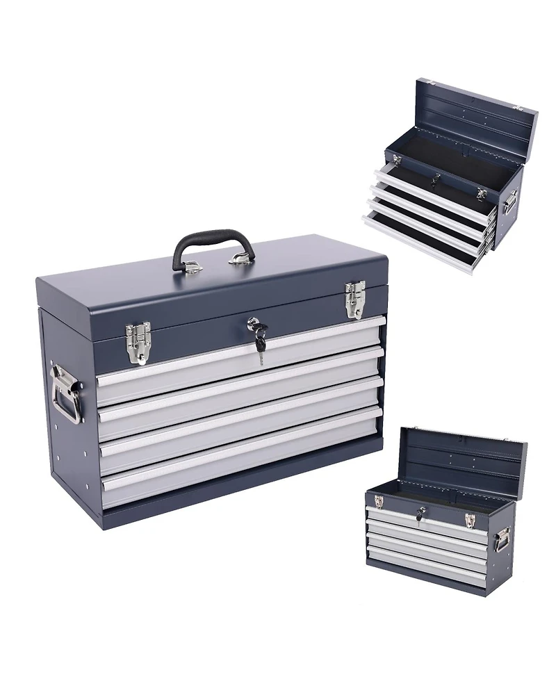 Streamdale Furniture Heavy Duty 21-Inch 4-Drawer Portable Metal Tool Box Chest Organizer