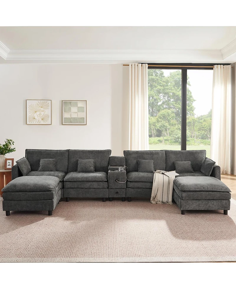 Streamdale Furniture Modular L-Shaped Sectional Sofa with Storage and Usb