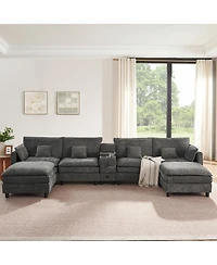 Streamdale Furniture Modular L-Shaped Sectional Sofa with Storage and Usb