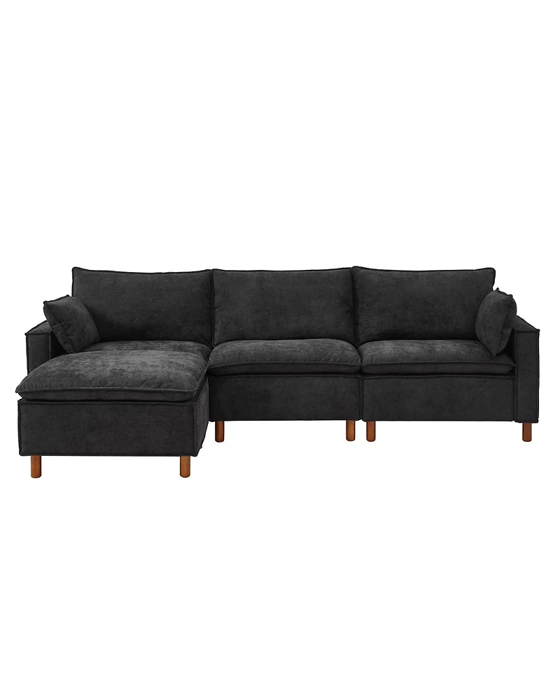 Streamdale Furniture 108.5" Modular Chenille L-Shaped Sectional Sofa with Ottoman