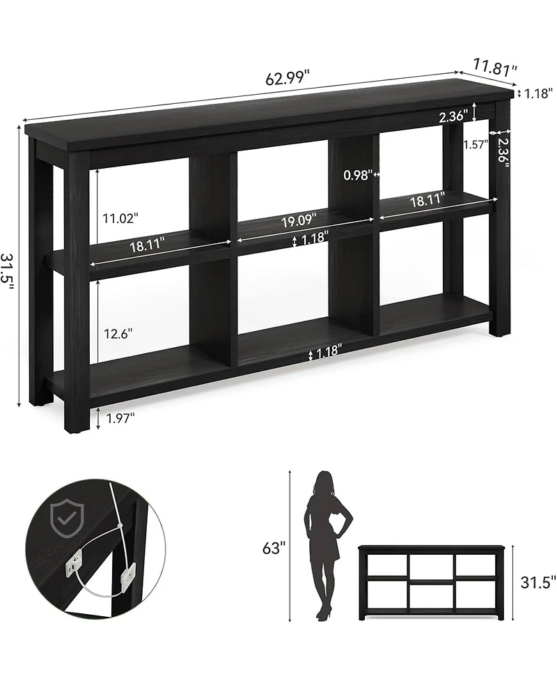Tribesigns 63" Solid Wood Bookshelf with 6 Cubes